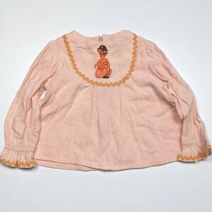 Vintage Top Girls Size 2T Peach Detective Kitty Swing Shirt